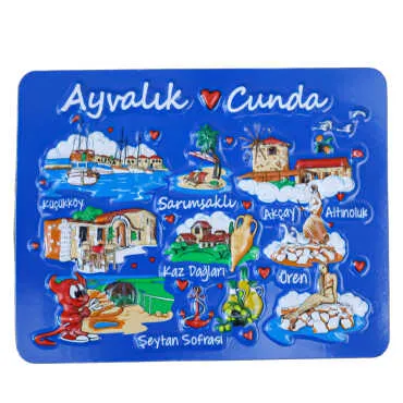 Ayvalık Themed Embossed PVC Refrigerator Magnet 70x90 mm - 3