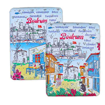 Bodrum Themed Myros Rectangular Curved PU Mirror - 2