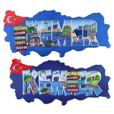 Kemer Themed Metallic Map Refrigerator Magnet - 2