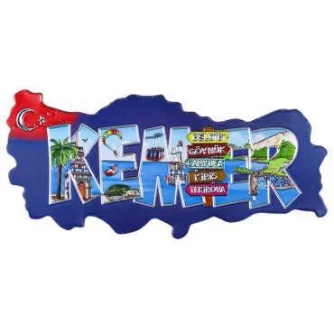 Kemer Themed Metallic Map Refrigerator Magnet - 3