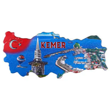 Kemer Themed Metallic Map Refrigerator Magnet - 5
