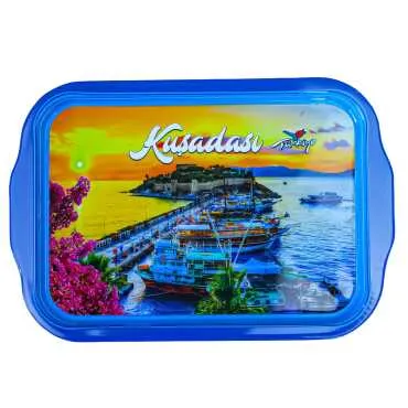 Wholesale Kuşadası Themed Double Sided Printed Tray 23x30 cm - 2