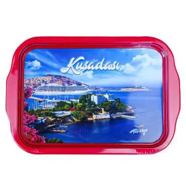 Wholesale Kuşadası Themed Double Sided Printed Tray 23x30 cm - 3