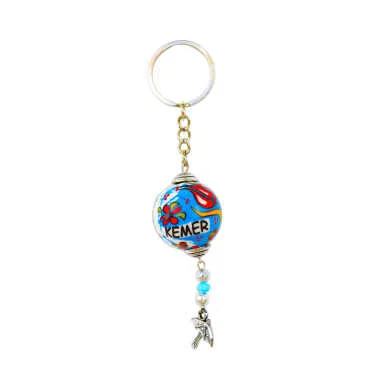 Kemer Themed Turkish Ceramic Ball Keychain