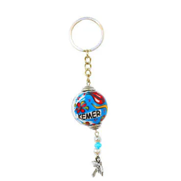 Kemer Themed Turkish Ceramic Ball Keychain - 4