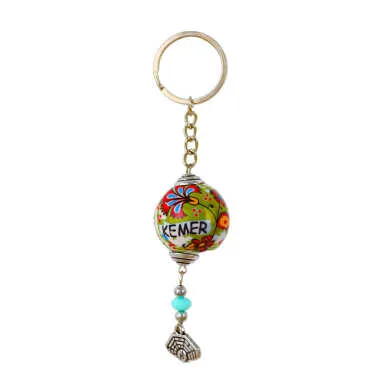Kemer Themed Turkish Ceramic Ball Keychain - 6