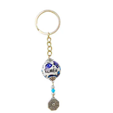 Kemer Themed Turkish Ceramic Ball Keychain - 7