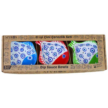 Set of Three Embossed Evil Eye Fish Snack Bowls