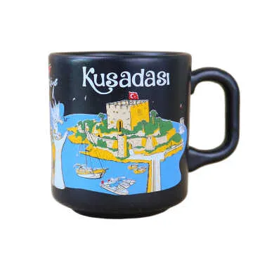 Kuşadası Themed Traditional Ceramic Cappuccino Mug - 7