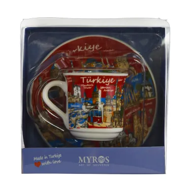 Türkiye Themed Single Porcelain Coffee Cup