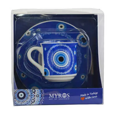 Evil Eye Themed Single Porcelain Cup