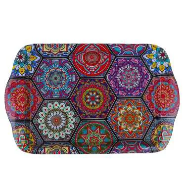 Toptan Mandala Temalı Mini Tepsi Çift Yön Baskılı (25*16 Cm) - 3