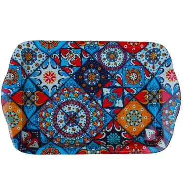 Toptan Mandala Temalı Mini Tepsi Çift Yön Baskılı (25*16 Cm) - 7