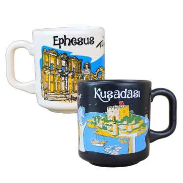 Kuşadası Themed Traditional Ceramic Cappuccino Mug - 2