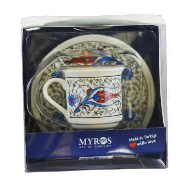 Çini Temalı Tekli Porselen Fincanı - 7