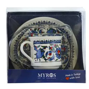 Çini Temalı Tekli Porselen Fincanı - 8