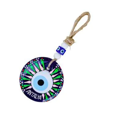 Antalya Themed Mandala Glass Evil Eye Wall Hanging 18 cm - 6