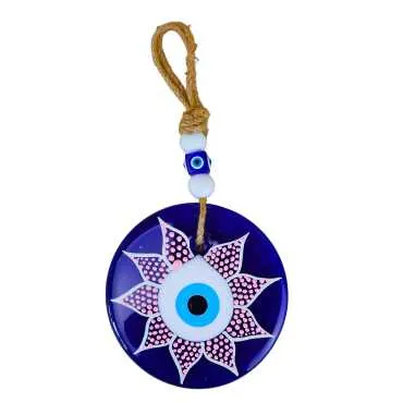 Mandala Themed Glass Evil Eye Wall Ornament 22 cm