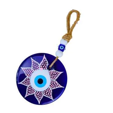Mandala Desenli Cam Nazar Duvar Süsü 22 Cm - 6