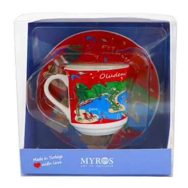 Fethiye Themed Single Porcelain Coffee Cup - 4