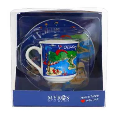 Fethiye Themed Single Porcelain Coffee Cup - 5