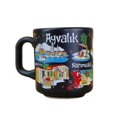 Ayvalık Bölgesi Temalı Yöresel Seramik Kapuçino Kupa - 4