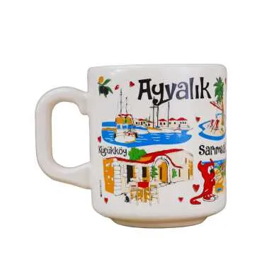 Ayvalık Bölgesi Temalı Yöresel Seramik Kapuçino Kupa - 6