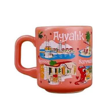 Ayvalık Bölgesi Temalı Yöresel Seramik Kapuçino Kupa - 7