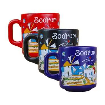 Bodrum Themed Traditional Ceramic Cappuccino Mug - 2