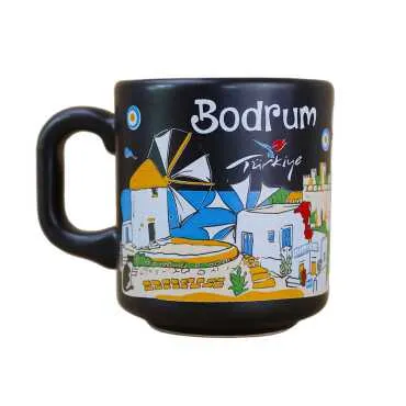 Bodrum Themed Traditional Ceramic Cappuccino Mug - 4