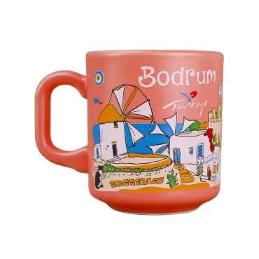 Bodrum Themed Traditional Ceramic Cappuccino Mug - 7