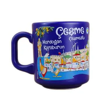 Çeşme Themed Traditional Ceramic Cappuccino Mug - 5