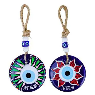 Antalya Themed Mandala Glass Evil Eye Wall Hanging 18 cm - 2