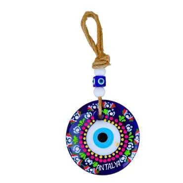 Antalya Themed Mandala Glass Evil Eye Wall Hanging 18 cm - 5
