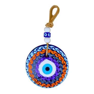 Mandala Desenli Cam Nazar Duvar Süsü 22 Cm - 5