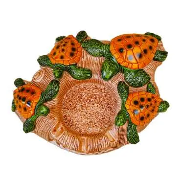 Antalya Themed Plaster Ashtray with Four Turtles - 5