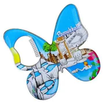 Pamukkale Themed Myros Metal Butterfly Refrigerator Magnet 70x70 mm - Standart - 2