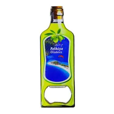 Fethiye Themed Myros Metal Oil Bottle Opener Refrigerator Magnet 115x39 mm