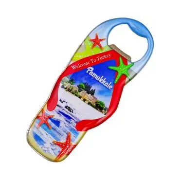 Pamukkale Themed Myros Metal Sandal Bottle Opener Refrigerator Magnet 110x45 mm - Standart - 2