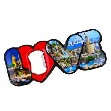 Antalya Themed Myros Metal Love Bottle Opener Refrigerator Magnet 114x47 mm - 6