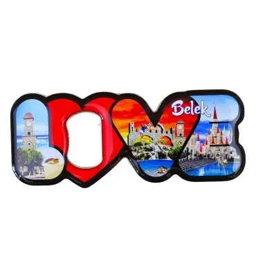 Belek Themed Myros Metal Love Bottle Opener Refrigerator Magnet 114x47 mm