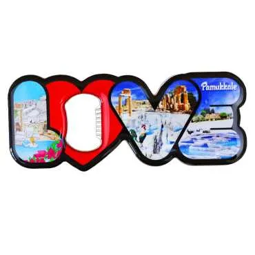 Pamukkale Temalı Myros Metal Love Açacak Magnet 114x47 mm