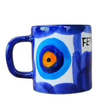 Fethiye Themed Handmade Evil Eye Small Mug
