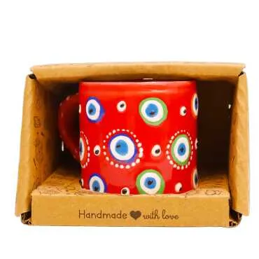 Boxed Small Ceramic Evil Eye Embossed Mug