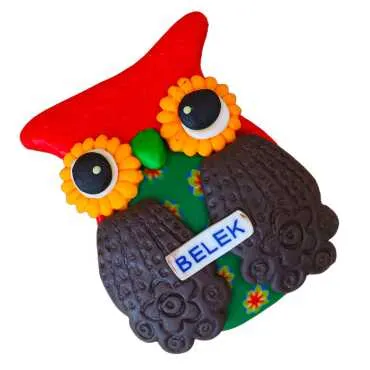 Belek Themed Owl Fimo Refrigerator Magnet - 7