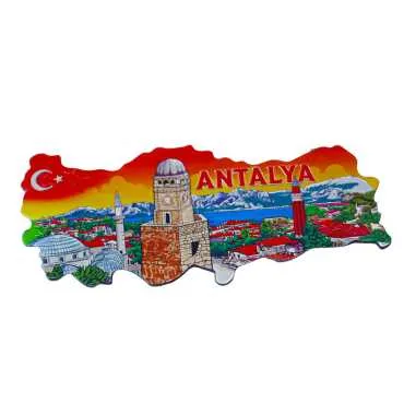 Antalya Temalı Metalize Harita Magnet