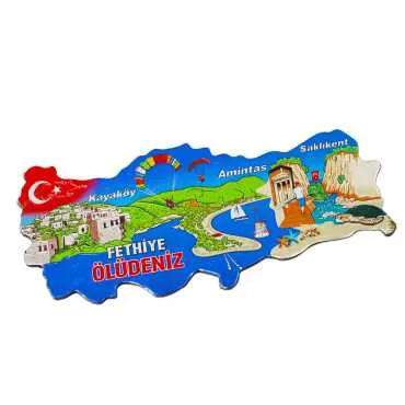 Fethiye Region Themed Metallic Map Refrigerator Magnet - 4