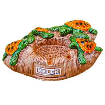 Belek Themed Plaster Ashtray with Four Turtles - 4