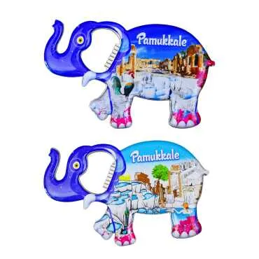 Pamukkale Temalı Myros Metal Fil Açacak Magnet 98x61 mm - 2