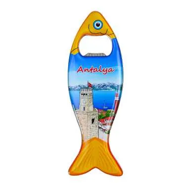 Antalya Temalı Myros Metal Balık Açacak Magnet 120x43 mm - 5